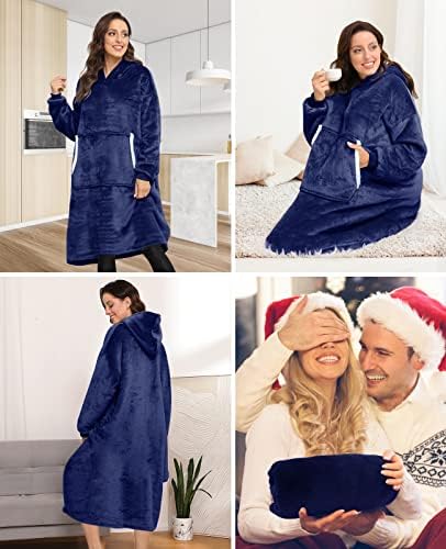 Hoodie Blanket for Women Men Sendowtek Onersized oodie Wearable Blanket Super Soft Warm Comfy with Giant Hoody Plush Fleece One Size Cosy Hoody Jumper Fit for Adults Men Women Teens Indoor Outdoor
