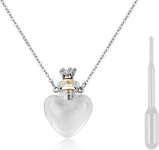 DS. DISTINCTIVE STYLE Vial Necklace Heart Shaped Perfume Bottle Pendant Blood Vial Necklace for Liquid Memorial Jewelry for Ashes Glass Keepsake Urn Necklace for Women