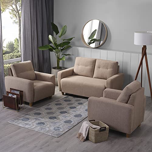Image of Sleepyhead Yolo - 2+1+1 Seater Sofa Set (Fabric, Coco Brown) 4 Person Sofa