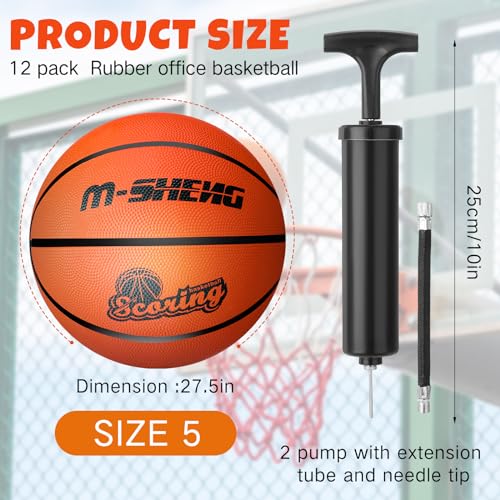 Jenaai HAI-JENAAI-3361 12 Pieces Rubber Basketballs Bulk Official Size 5 (27.5) Kids Youth Basketball Outdoor thumb #1