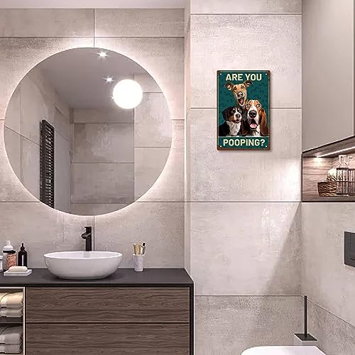 CREATCABIN 3Dogs Blechschild Toilette Vintage Metallschild Are You Pooping Retro Gemälde Plakette Eisenschild Wanddekoration Kunstwandbild Aufhängen Für Toilette,Waschraum,Badezimmer,30x20cm