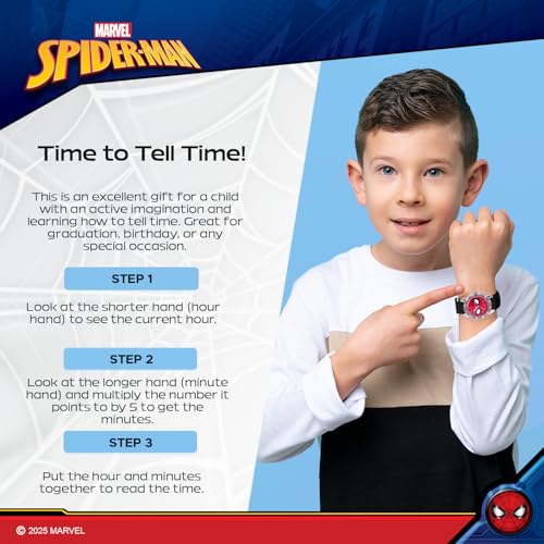 Image of Marvel Spiderman Watch for Kids - Spiderman Watch Boys - Spider-Man Watches for Boys 4-6 - Kids Toys - - Marvel Toddler - Teen - Red Bezel - Multicolor Nylon Strap