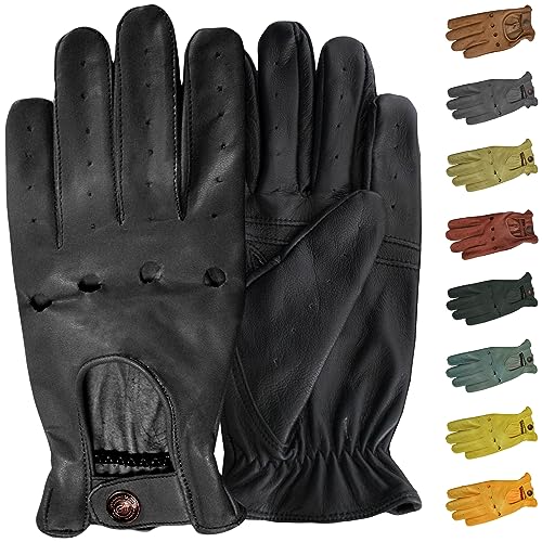 German Wear, Herren Driving Autofahrer-Handschuhe Lederhandschuhe, Größe:11=XXL, Farbe:Schwarz
