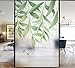 Samoprzylepna folia okienna, 3D matowe szkło, naklejka na okno, prywatność, winylowa, dekoracyjna, statyczne przyleganie, anty-UV, do wystroju pokoju, łazienki, pokoju dziecięcego, sypialni - świeżych liści (60 cm x 199 cm)