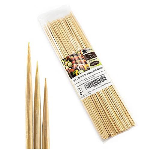 HEYNNA® Premium Lot de 200 Pics à brochette en Bambou 30 cm/ Ø3mm - pour Barbecue et Cuisson