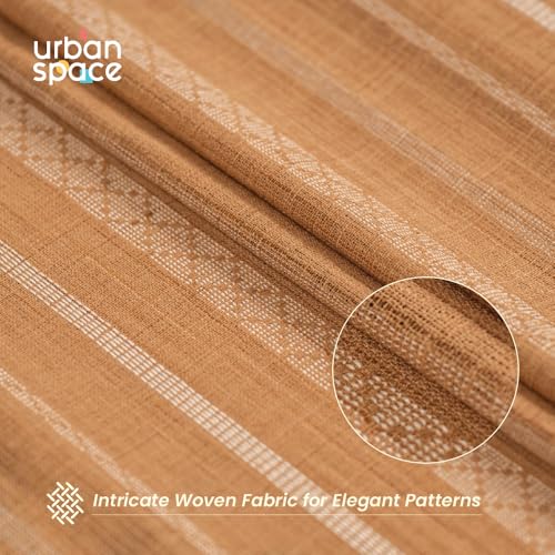 Image of Urban Space Aari Collection Weaved Sheer Curtains for Door 7 Feet Long, 40-50% Light Filtering Textured Curtains with Eyelets and Tieback, Set of 2 Decorative Curtains (Vertical Muddy Pink, 8 Feet)