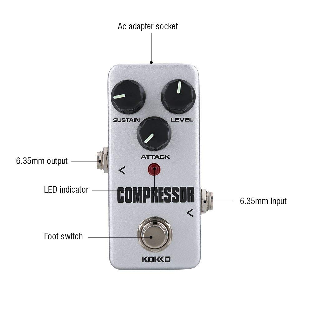 Pedale Effetto Compressore Dinamico a Mini Effetti Circuito Completamente Analogico per Chitarra Elettrica