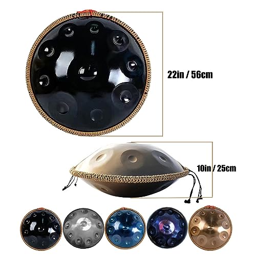 Handpan Drum Steel 22 pulgadas 10 notas D menor negro miniatura 6