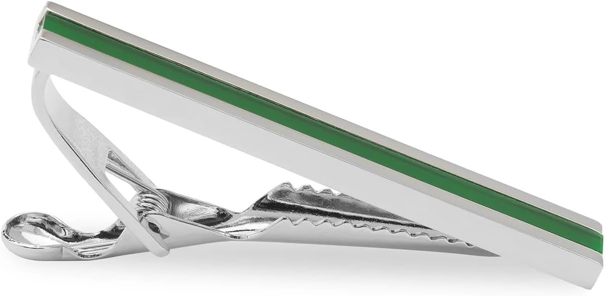 Casablanca Emerald Green Tie Bar Silver Rhodium Plating Casablanca Emerald Green Tie Bar