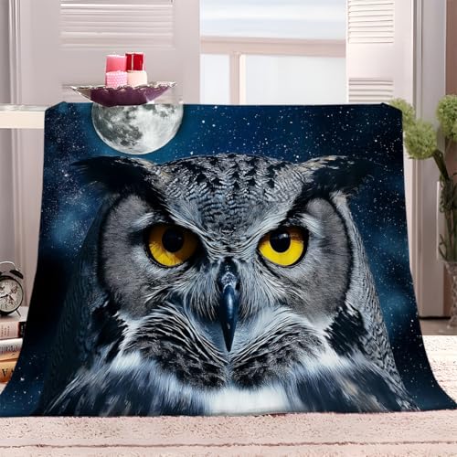 XCQHZYQ Kuscheldecke für Kinder Mond Sternenhimmel Eule 200x200 cm Decke Fleecedecke Sofadecke Kinderdecke, Superweiche Flanell Wohndecke Geschenke für Jungen Mädchen – Bild 3