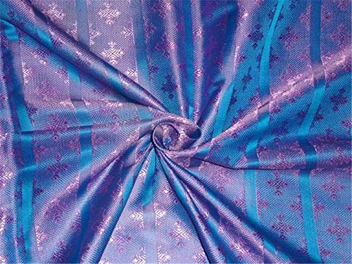 Tissu brocart de soie violet et bleu pour votre robe de soirée BRO477