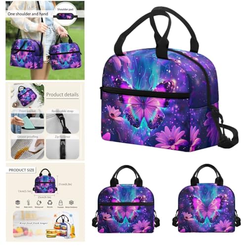 Butterfly 4th Grade Backpack for Girls Bookbag with Lunch Box Pencil Box Water Bottle Sleeve 4-in-1 Kids School Bags Casual Daypack Backpacks for Teen Girls Back to School Gifts4