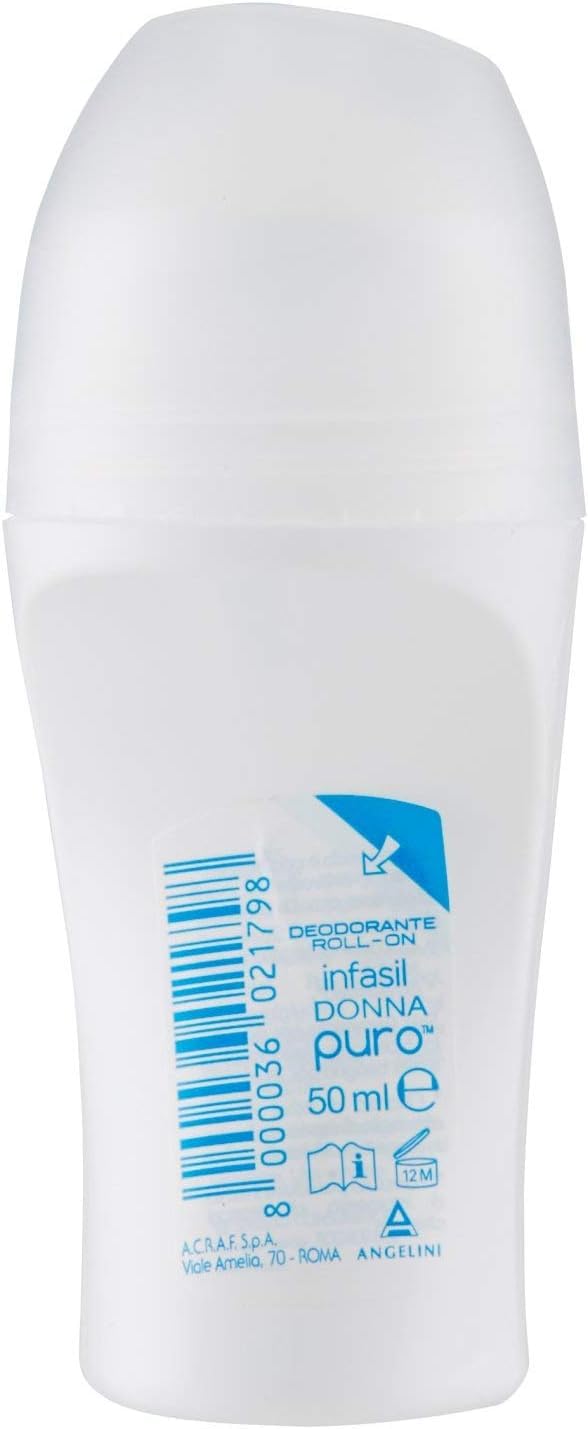 Italian Gourmet Donna Deodorante Roll-on Puro empfindliche Haut 12 x 50ml | Formula delicata, Schutz gegen Geruch, ohne Alkoholgefühl, für tägliche, Gesamtnettogewicht 600 ml + Kostenlos Polpa 400g