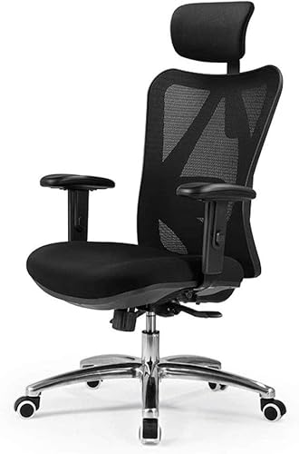 Silla de oficina ergonómica giratoria ejecutiva multifunción de malla con ajustable (negro)