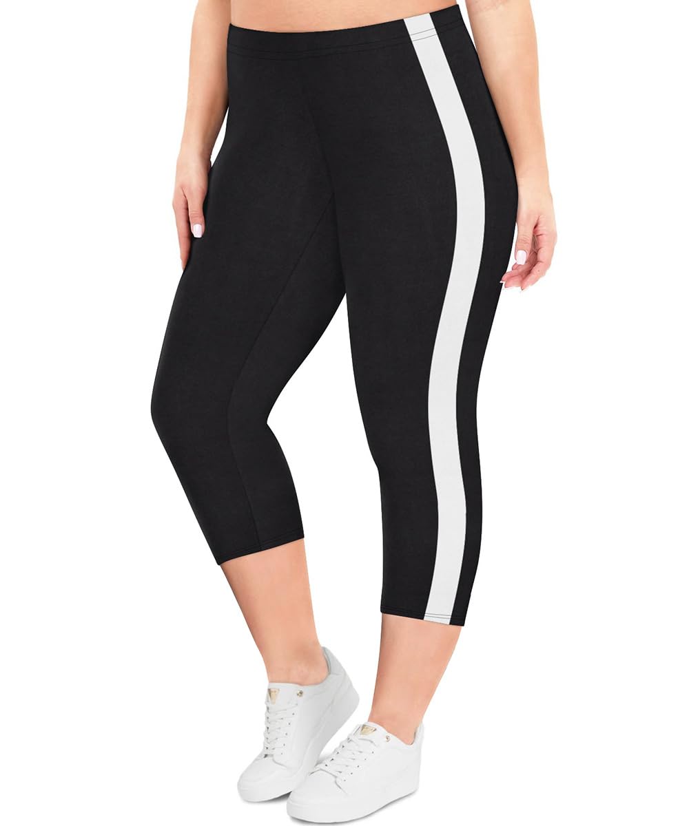 TIYOMI Plus Size Capris Leggings for Women Knee-Length High Waist Leggings Tummy Control Outdoor Capri XL-5XL