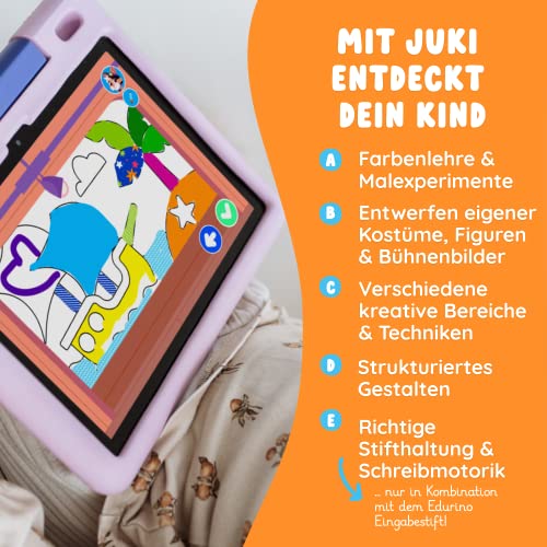 Edurino Starterset Juki Kreativität & Malen ab 4 Jahren inkl. Eingabestift | Innovatives & digitales Lernspiel | Farbenlehre & Malexperimente