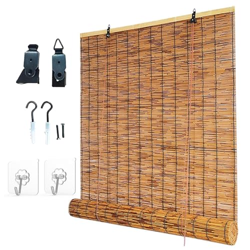 Store Enrouleur en Bambou, Store Occultant Enrouleur pour Tonnelle Terrasse Véranda Jardins, Anti-UV 60 80 90 100 120 140 150cm Rideau de Roseau, Rideau de...