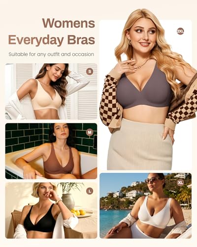Image of Gailife Deep V Jelly Bras for Women No Underwire Wireless Seamless Push Up Bra Comfort Support Plunge Bralette Full Coverage