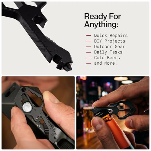 KeySmart Multitool Pro - 18-in-1 Multifunction Key Shaped Tool Pocket Multi-Tool Key Chain Bottle Opener Keychain, Key Multitool Keychain for Men Gift, EDC Gear Keychain, Black, 1 Pack