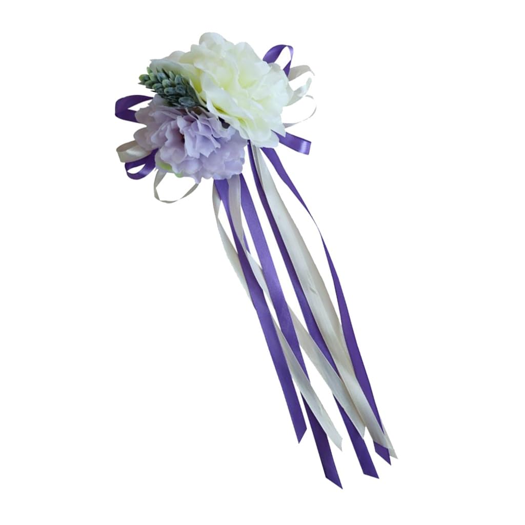 EALLEN Car Bow 2pcs Ribbon Bows Wedding Car Flower Bows For Rearview Mirrors & Door Handles Decor Wedding Party Favor Gift Wrapping Supplies (Color : Purple)
