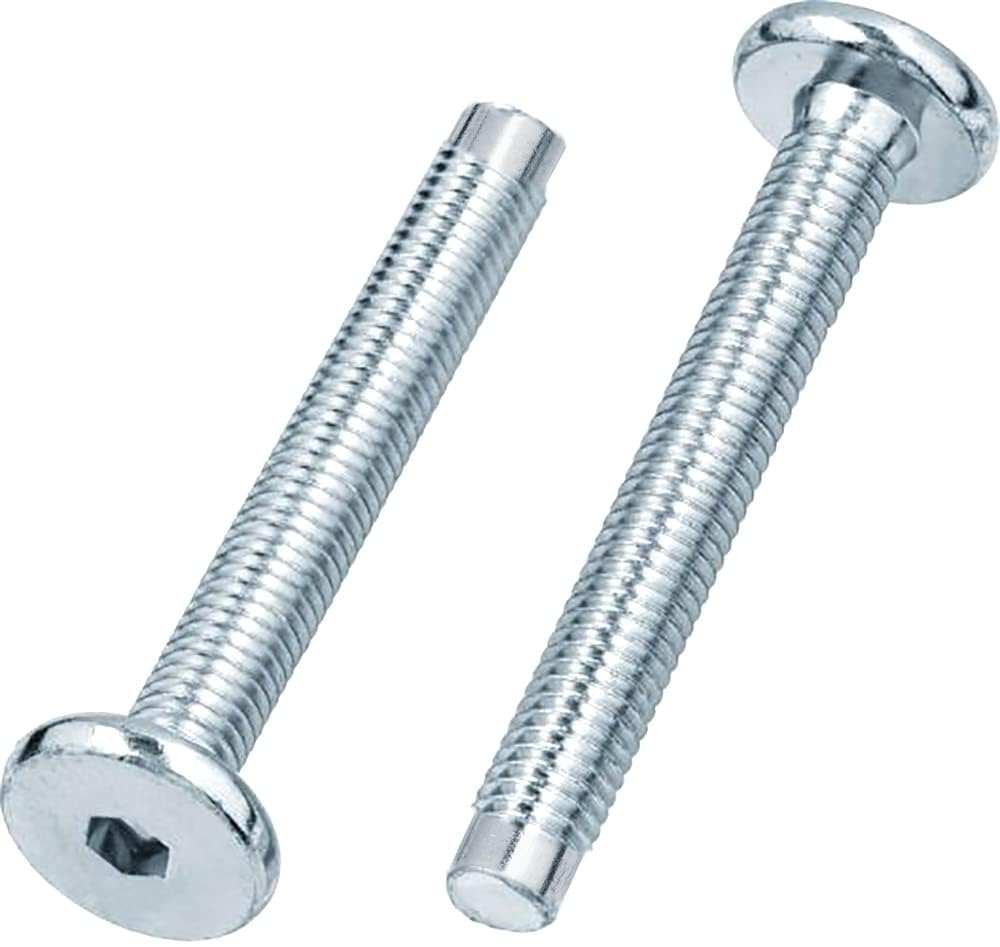 M8 (8mm x 60mm) Silver Flat Head Furniture Screw Hex Drive Socket with Metric Thread Fully Threaded Furniture Bolts for Furniture Cots Beds Crib and Chairs (Pack of 12) D11D