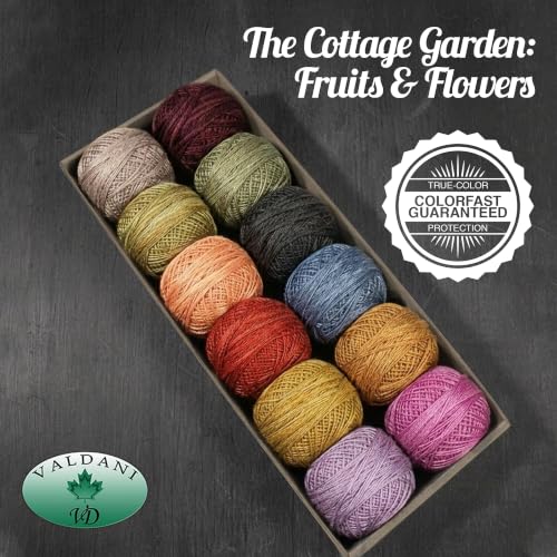 Image of Valdani Pearl Cotton Sz 8 | Cottage Garden: Fruits & Flowers | 74 Yds /Ball