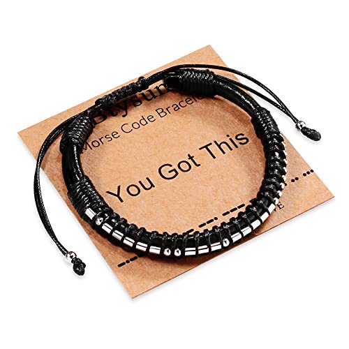 Inspirational Gifts for Men Morse Code Bracelets Mens Bracelets Graduation Gifts for Him Fathers Day Adjustable Leather Bracelet Motivational Birthday Annivesary Jewelry Stocking Stuffers for Men