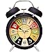 Produktbild FBSHOP Wecker, zwei Glocken, Retro-Stil, 3D, Stereo, kein Ticken, Quarz, analog, Retro, Vintage, Tischuhr mit Nachtlicht und lautem Alarm, metall, Style-aa, 15,2 cm