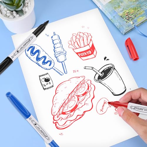 Image of Permanent Markers, Black, Blue, Red, 15 Pack, Fine Point,Assorted Colors Set, Works on Wood, Plastic, Metal, and More, for Adults, Artist, Teacher, Kids