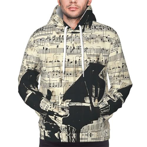 Sweat à capuche imprimé partition pour hommes pull musical décontracté - 3