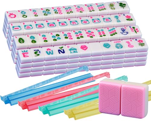 Set Americano de Mahjong con 166 fichas rosadas