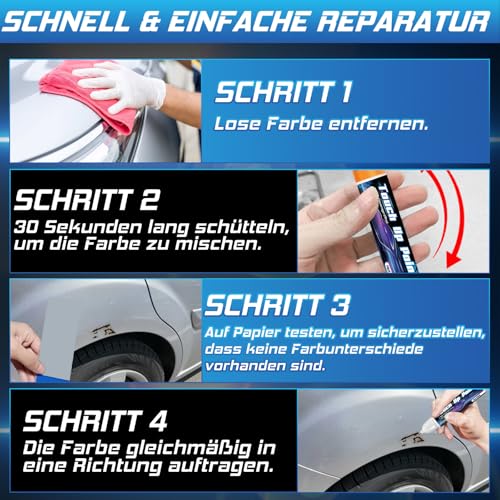 prowithlin Lackstift Auto 2 Stück - Professioneller Lackstift für Auto Kratzer - Schnelltrocknend und Präzise Reparatur - Auto Lack Reparatur Stift, 40ml (2 Stück, Silber)