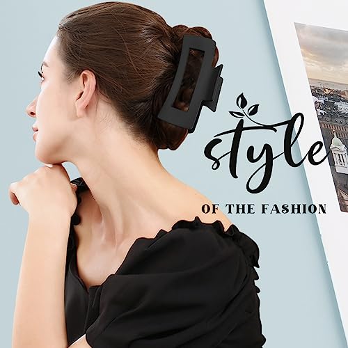 TOCESS 8 Pack Black Big Hair Claw Clips for Women Large Claw Clip for Thin Thick Curly Hair 90's Strong Hold 4.33 Inch Nonslip Matte Jumbo Hair Clips - Image 4