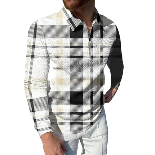 Polo Shirts for Men Casual Pullover Shirts Print Sweatshirts Long Sleeve T Shirt Lapel Spring Top Trendy Blouse Tops