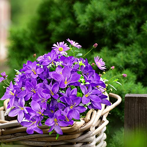 Corvyuc Artificial Lily Flowers Indoor Outdoor Silk Fake Flowers Bulk With Stems For Wedding Home Garden Porch Table Vase Decoration Pack Of 4 (Purple) #TOP3