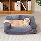 Hollypet Katzenbett Kleines Hundebett, Flauschiges Plüsch Katzensofa für Katzen und Welpen, Weiches Schlafsofa für Haustiere Atmungsaktives Haustierbett, Dunkelgrau