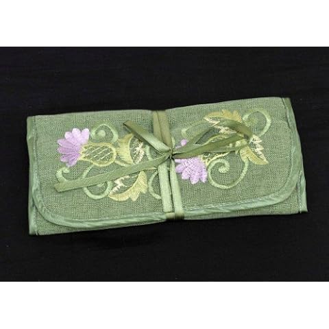 Justina Claire Jewellery Roll in a Green Balmoral Thistle Design Cover