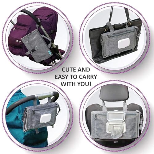 Image of Portable Diaper Changing Pad for Newborn Boy & Girl - Waterproof Travel Baby Changing Station with Smart Wipes Pocket - Compact Foldable Diaper Change Mat - Baby Shower Registry Gift