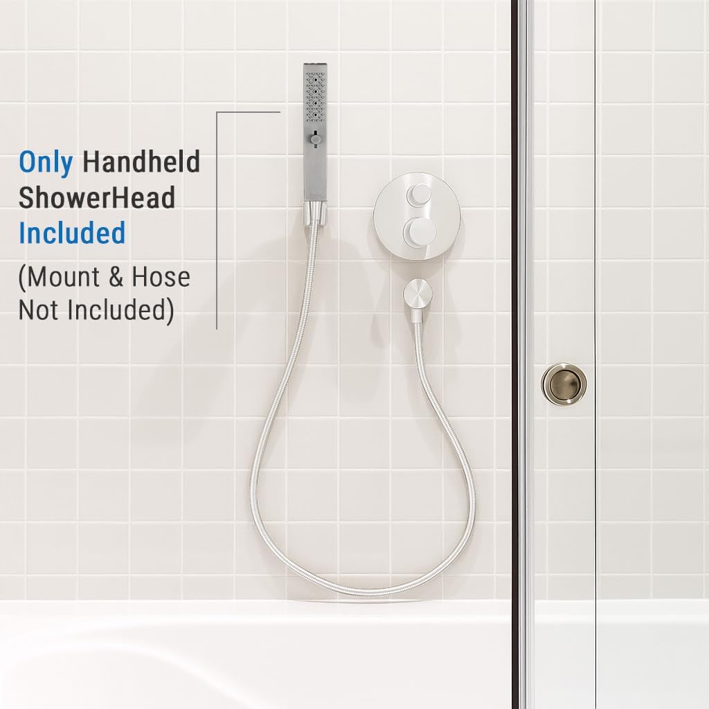G-Promise All Metal Square 3 Function Handheld Shower Head, Easy and Quick Switch to Massage Mode, Bathroom Shower Wand Design Exquisite Luxury, 2.5 GPM, Brushed Nickel