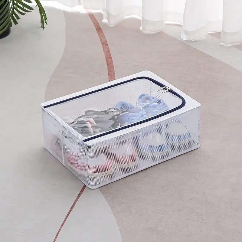 Brikipth Shoe Storage Box, Shoe Organizer for Closet, Clear Plastic Stackable Shoe Boxes, Space Saving Foldable Sneaker Shoe Rack Containers Bin Holder-image-34