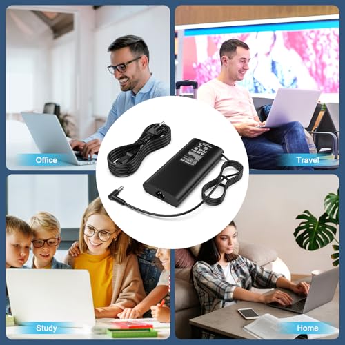 Image of 200W Laptop Charger Compatible with HP Omen Victus Gaming ZBook | AC Adapter for Omen Gaming 15 17, Pavilion 15 17, Victus Gaming 15 16, ZBook 17 G5 4.5x3.0mm Round Tip Power Supply