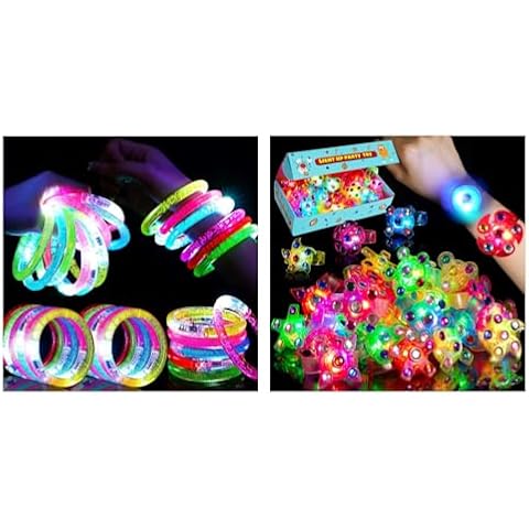 Mikulala 48Pcs Glow in the Dark Party Supplies for Kids/Adults, Flashing Light up Toys LED Bracelets Glow Sticks , Neon Christmas Party Favors Carnival Birthday Concert Party Games Gifts Accessory Cover