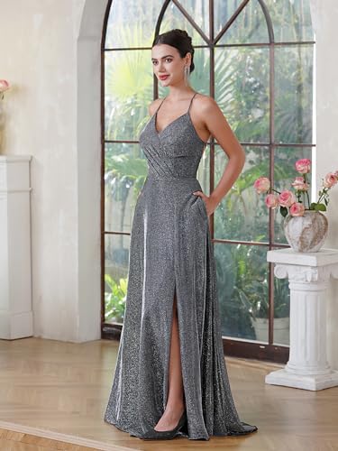 Image of Elegant Long Evening Gown for Women - Formal Special Occasion Dress with Slit