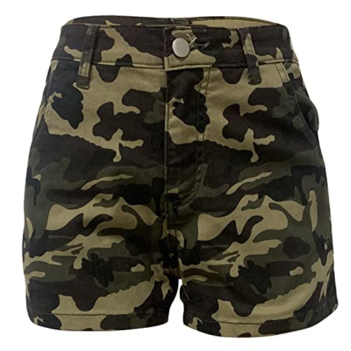 Women's Camo Cargo Shorts High Waisted Army Fatigue Shorts Camouflage Denim Short Pants Mid-Length4