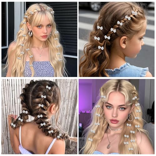 Pinzas de cabello con lazo plateado mini 20 piezas miniatura 3