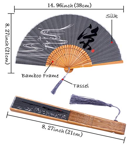 Meifan Silk Folding Fans - Bamboo Hand Held Fans For Women With Bamboo Frame Delicate Sleeve Elegant Tassel,Hand Fans Perfect For Party Wedding Dancing Decoration Festival thumb #1