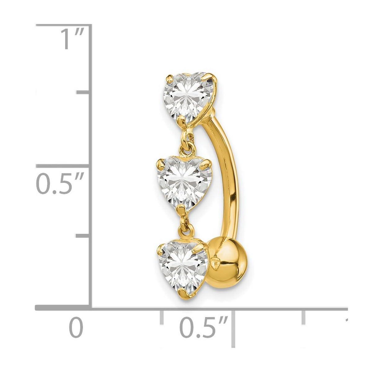 Bauchnabelpiercing 10 Karat Gold 5 mm Herzform höher als 9 Karat Gold
