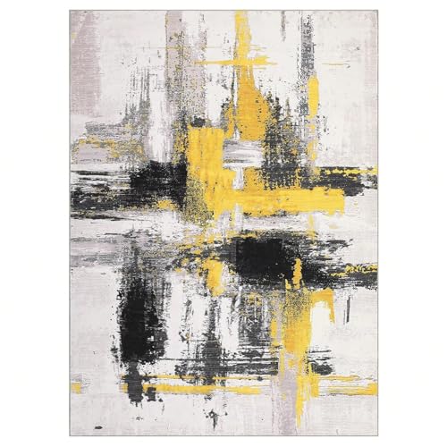 Tapis abstrait moderne lavable antidérapant salon chambre 150x180 - 8