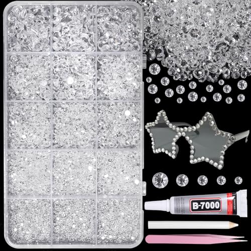 12000Pcs Clear White Rhinestones for Bedazzling, Jelly Resin Gems