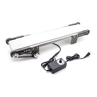 Mini Electric Desktop Conveyor Belt Speed Adjustable DIY Elevator Model Friction Experiment Device 0-116RPM white Belt 10x50CM